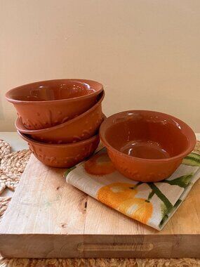 Vintage Boston Warehouse Pottery Terracotta Bowls - Set of 4